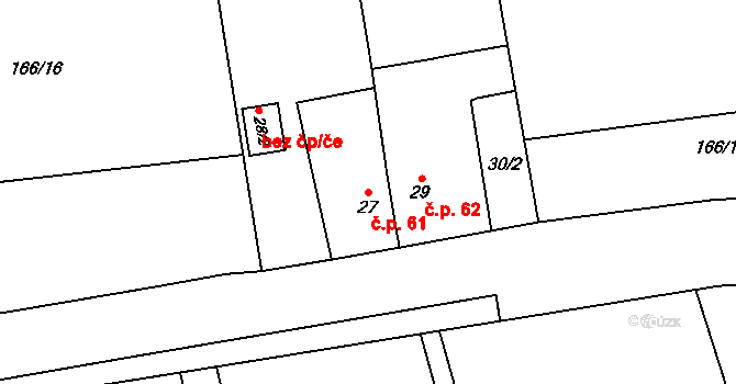 Hřibsko 61, Stěžery na parcele st. 27 v KÚ Hřibsko, Katastrální mapa