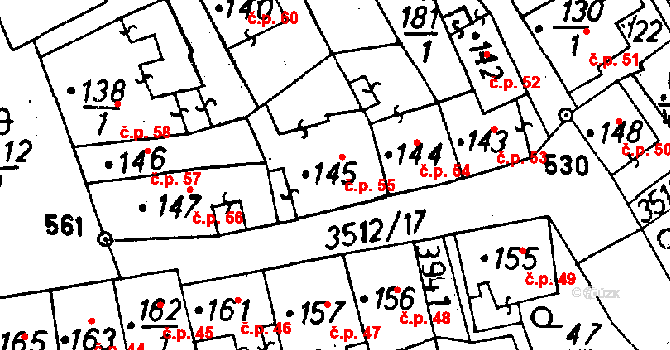 Cvikov I 55, Cvikov na parcele st. 145 v KÚ Cvikov, Katastrální mapa