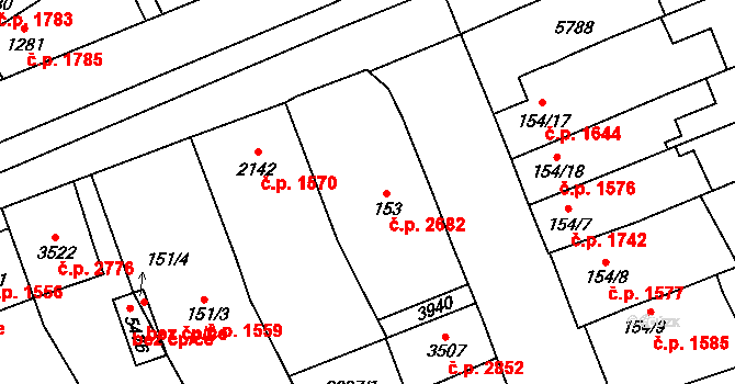 Břeclav 2682 na parcele st. 153 v KÚ Břeclav, Katastrální mapa