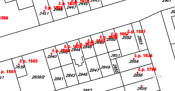 Židenice 1665, Brno na parcele st. 2846 v KÚ Židenice, Katastrální mapa