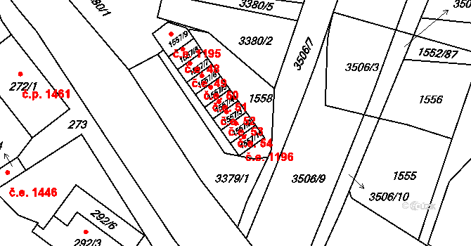 Pelhřimov 54 na parcele st. 1557/2 v KÚ Pelhřimov, Katastrální mapa