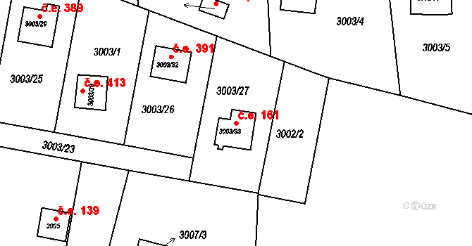 Frýdlant 161, Frýdlant nad Ostravicí na parcele st. 3003/33 v KÚ Frýdlant nad Ostravicí, Katastrální mapa