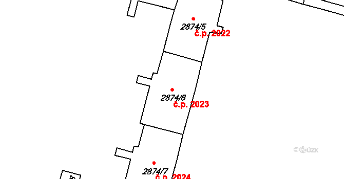 Sokolov 2023 na parcele st. 2874/6 v KÚ Sokolov, Katastrální mapa