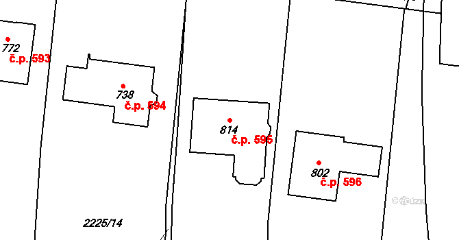 Černilov 595 na parcele st. 814 v KÚ Černilov, Katastrální mapa