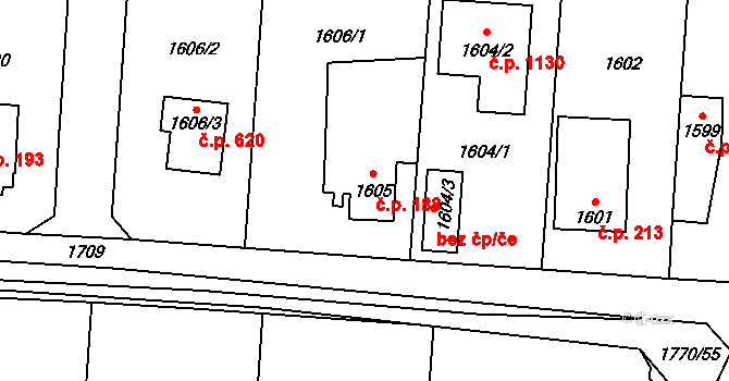Slivenec 188, Praha na parcele st. 1605 v KÚ Slivenec, Katastrální mapa