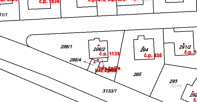 Krč 1131, Praha na parcele st. 296/2 v KÚ Krč, Katastrální mapa