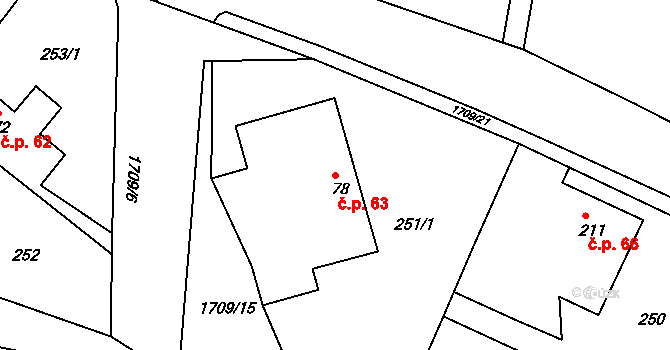 Dolní Vlčkovice 63, Vlčkovice v Podkrkonoší na parcele st. 78 v KÚ Dolní Vlčkovice, Katastrální mapa