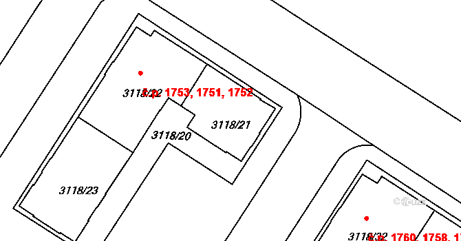 Strašnice 1751,1752,1753, Praha na parcele st. 3118/21 v KÚ Strašnice, Katastrální mapa