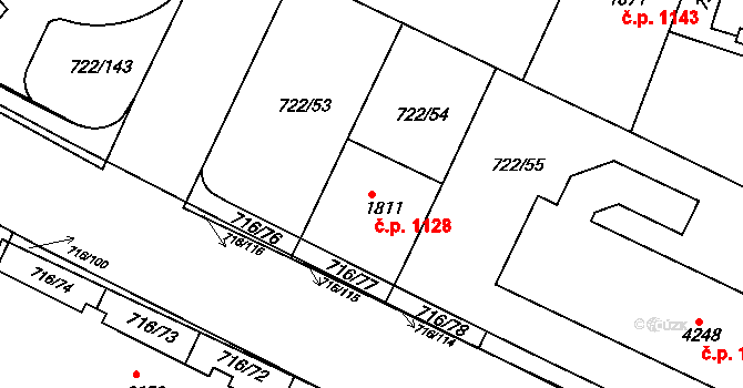 Pražské Předměstí 1128, Hradec Králové na parcele st. 1811 v KÚ Pražské Předměstí, Katastrální mapa