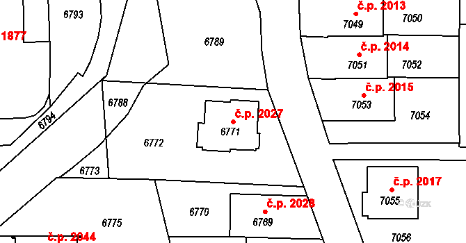 Vsetín 2027 na parcele st. 6771 v KÚ Vsetín, Katastrální mapa
