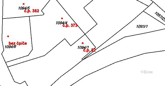 Komárov 82, Opava na parcele st. 1094/1 v KÚ Komárov u Opavy, Katastrální mapa