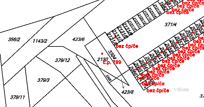Úšovice 789, Mariánské Lázně na parcele st. 2130 v KÚ Úšovice, Katastrální mapa