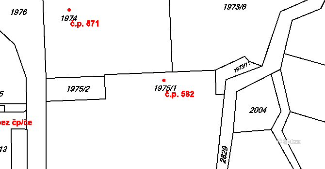 Šluknov 582 na parcele st. 1975/1 v KÚ Šluknov, Katastrální mapa