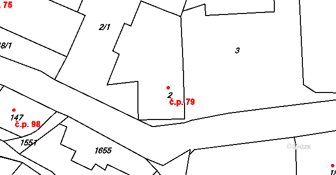 Děčín XXIV-Krásný Studenec 79, Děčín na parcele st. 2 v KÚ Krásný Studenec, Katastrální mapa