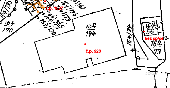 Dobšice 523 na parcele st. 164/194 v KÚ Dobšice u Znojma, Katastrální mapa