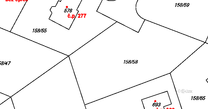 Řitka 277 na parcele st. 578 v KÚ Řitka, Katastrální mapa