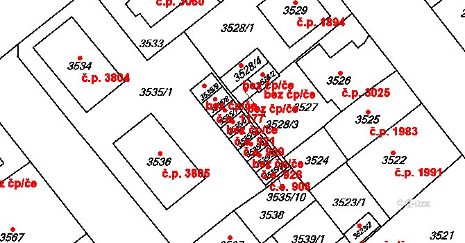 Chomutov 921 na parcele st. 3535/6 v KÚ Chomutov I, Katastrální mapa
