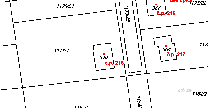 Hrabová 215 na parcele st. 370 v KÚ Hrabová u Dubicka, Katastrální mapa