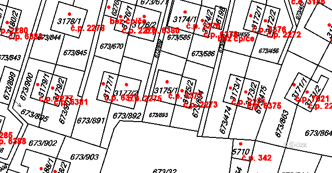 Zlín 6377 na parcele st. 3175/1 v KÚ Zlín, Katastrální mapa