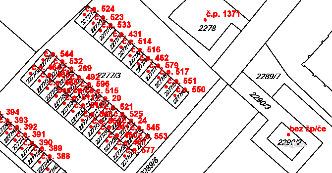 Rumburk 1 551, Rumburk na parcele st. 2277/5 v KÚ Rumburk, Katastrální mapa