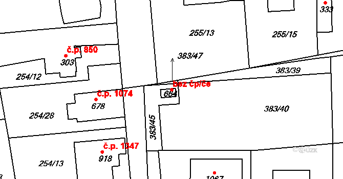 Rudná 39612627 na parcele st. 664 v KÚ Hořelice, Katastrální mapa