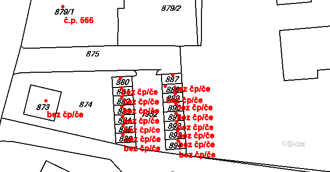 Kladno 41642627 na parcele st. 888 v KÚ Motyčín, Katastrální mapa