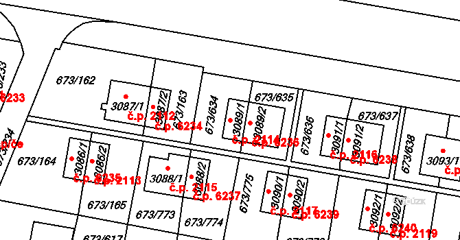Zlín 2114 na parcele st. 3089/1 v KÚ Zlín, Katastrální mapa