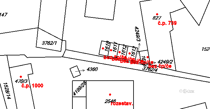 Dobřany 42145627 na parcele st. 1610 v KÚ Dobřany, Katastrální mapa