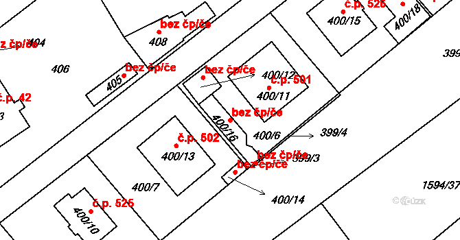 Hostomice 42498627 na parcele st. 400/16 v KÚ Hostomice pod Brdy, Katastrální mapa