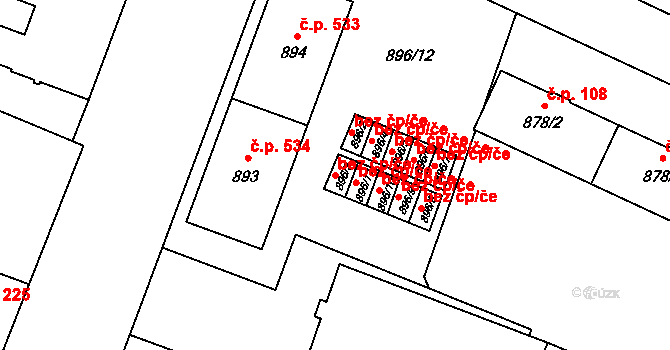 Ostrava 43586627 na parcele st. 896/3 v KÚ Kunčičky, Katastrální mapa