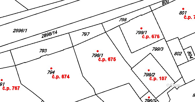 Předměstí 675, Opava na parcele st. 796/1 v KÚ Opava-Předměstí, Katastrální mapa