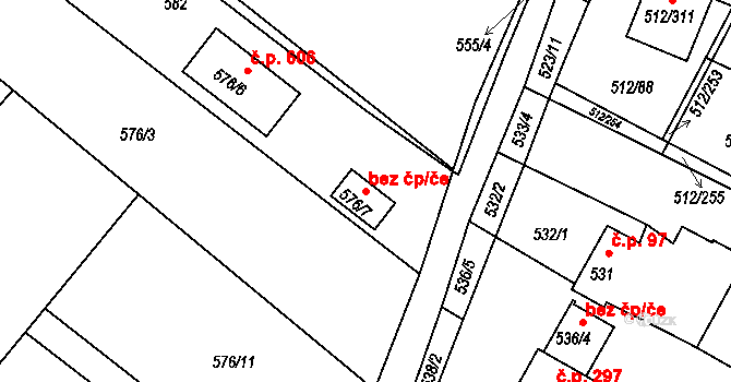 Srubec 48846627 na parcele st. 576/7 v KÚ Srubec, Katastrální mapa