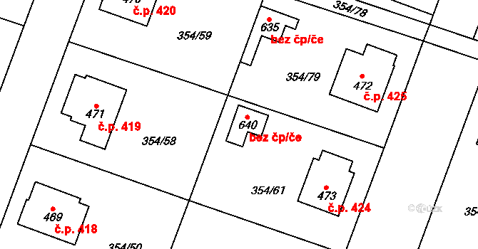 Rožďalovice 49112627 na parcele st. 640 v KÚ Rožďalovice, Katastrální mapa