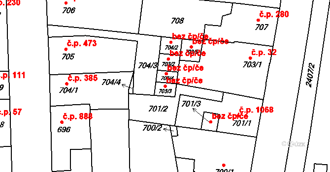 Teplice 49326627 na parcele st. 703/3 v KÚ Teplice-Trnovany, Katastrální mapa