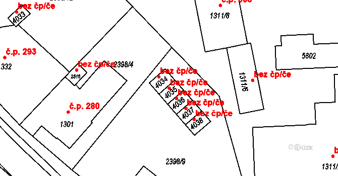 Domažlice 50054627 na parcele st. 4035 v KÚ Domažlice, Katastrální mapa
