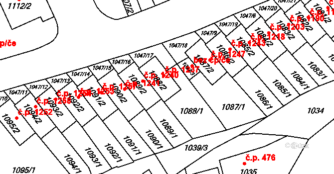 Třešť 1237 na parcele st. 1088/2 v KÚ Třešť, Katastrální mapa