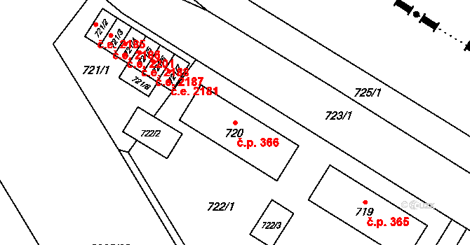 Český Těšín 366 na parcele st. 720 v KÚ Český Těšín, Katastrální mapa