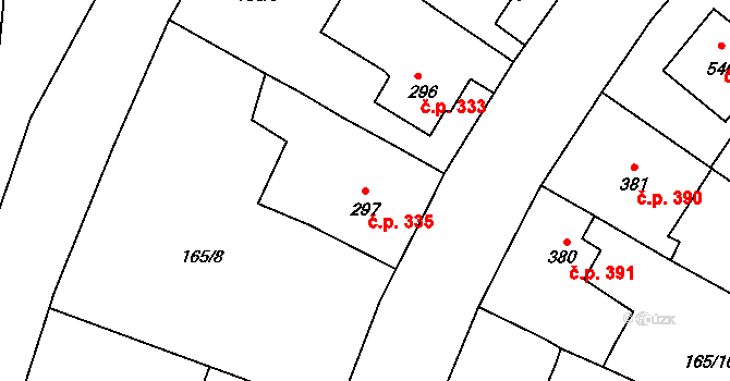 Rudná 335 na parcele st. 297 v KÚ Dušníky u Rudné, Katastrální mapa