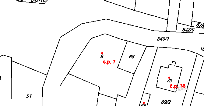 Skrýchov u Opařan 7, Opařany na parcele st. 8 v KÚ Skrýchov u Opařan, Katastrální mapa