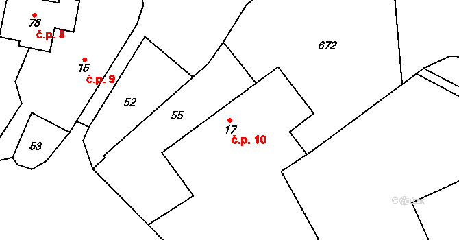 Zdebořice 10, Plánice na parcele st. 17 v KÚ Zdebořice, Katastrální mapa