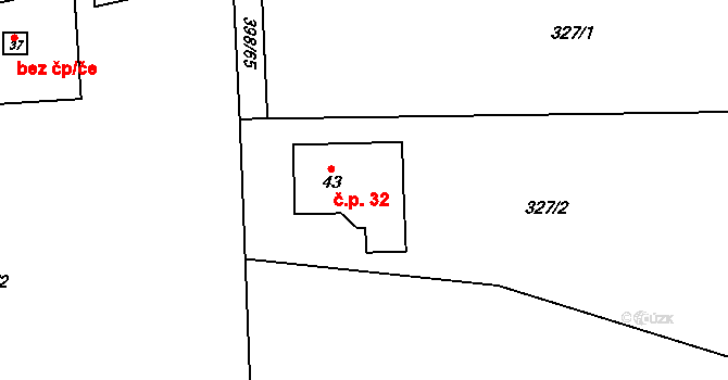 Prostředkovice 32, Suchá na parcele st. 43 v KÚ Prostředkovice, Katastrální mapa