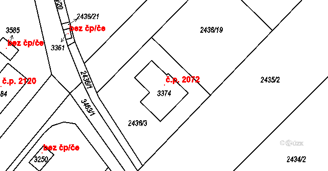 Lysá nad Labem 2072 na parcele st. 3374 v KÚ Lysá nad Labem, Katastrální mapa