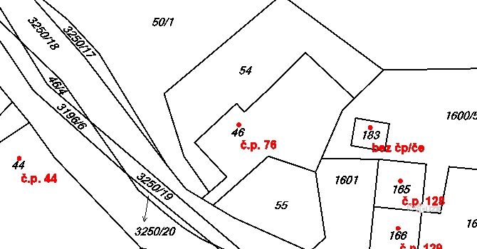 Lukavec 76, Fulnek na parcele st. 46 v KÚ Lukavec u Bílovce, Katastrální mapa