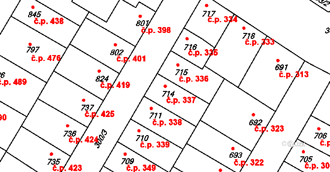 Rakovník II 337, Rakovník na parcele st. 714 v KÚ Rakovník, Katastrální mapa