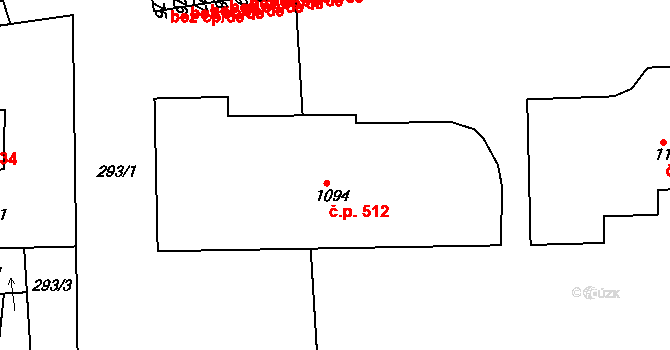 Nepomuk 512 na parcele st. 1094 v KÚ Nepomuk, Katastrální mapa