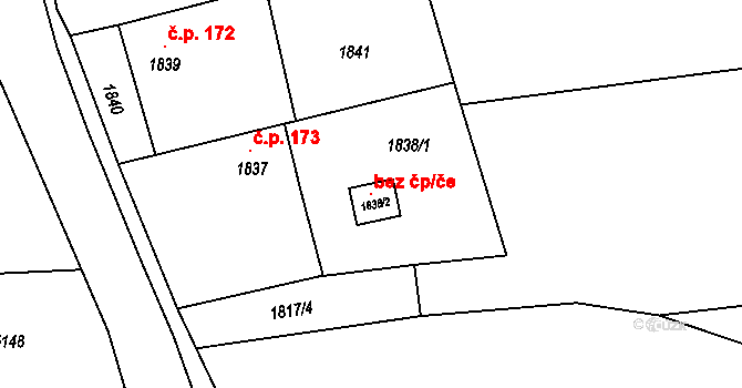 Konice 96978627 na parcele st. 1838/2 v KÚ Konice, Katastrální mapa