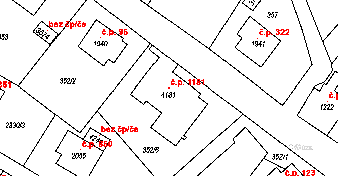 Žichlínské Předměstí 1181, Lanškroun na parcele st. 4181 v KÚ Lanškroun, Katastrální mapa
