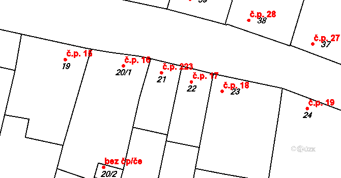 Strachotín 17 na parcele st. 22 v KÚ Strachotín, Katastrální mapa