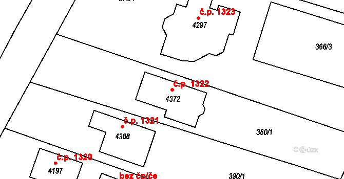 Kyjov 1322 na parcele st. 4372 v KÚ Kyjov, Katastrální mapa