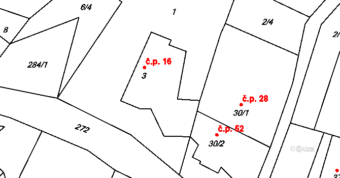 Hetlín 16, Černíny na parcele st. 3 v KÚ Hetlín, Katastrální mapa